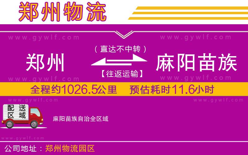 鄭州到麻陽(yáng)苗族自治物流公司