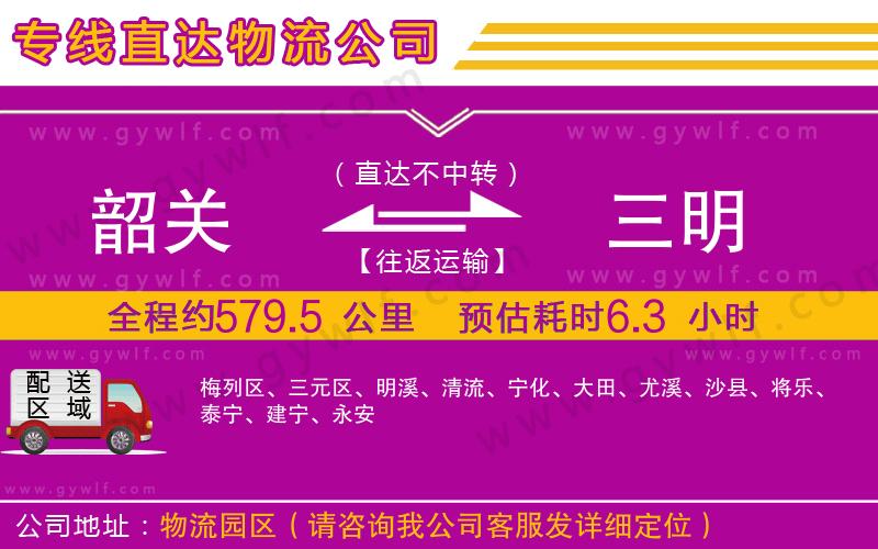 韶關(guān)到三明物流公司