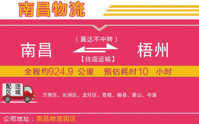 南昌到梧州物流公司