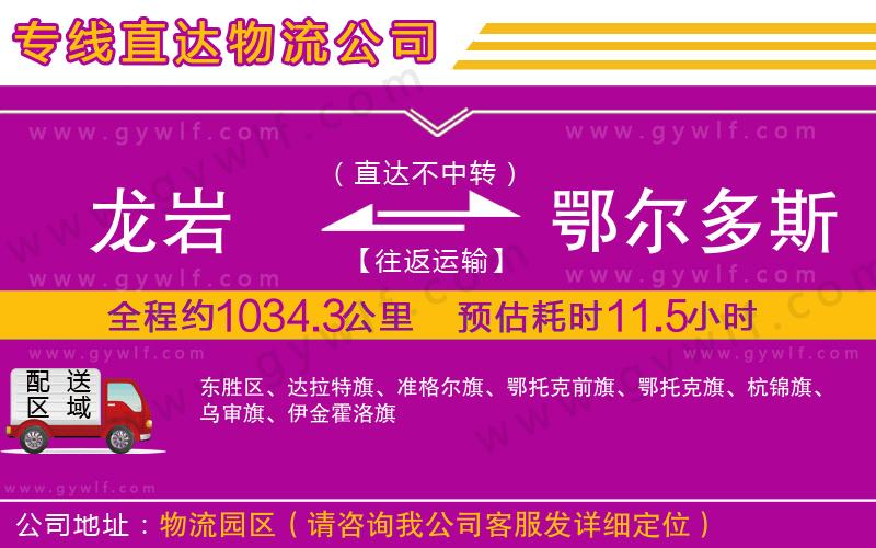 龍巖到鄂爾多斯物流公司