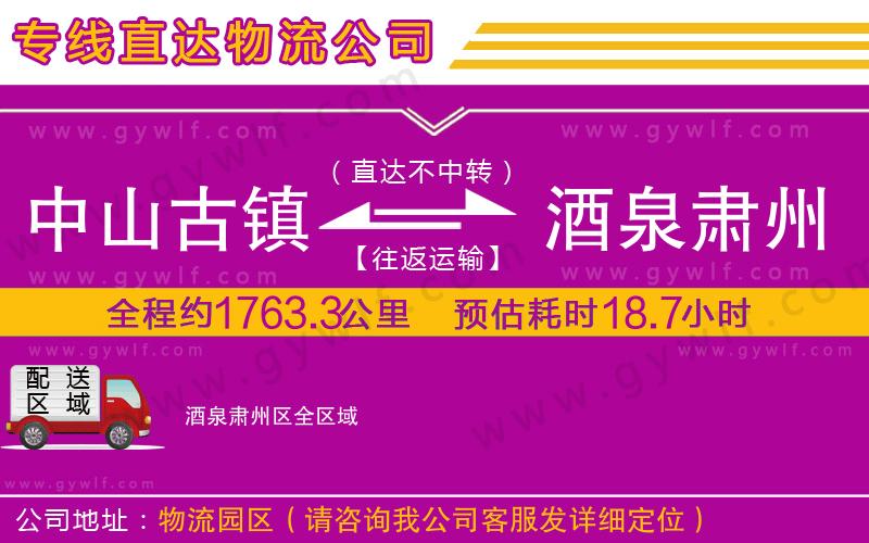 中山古鎮(zhèn)到酒泉肅州區(qū)物流公司