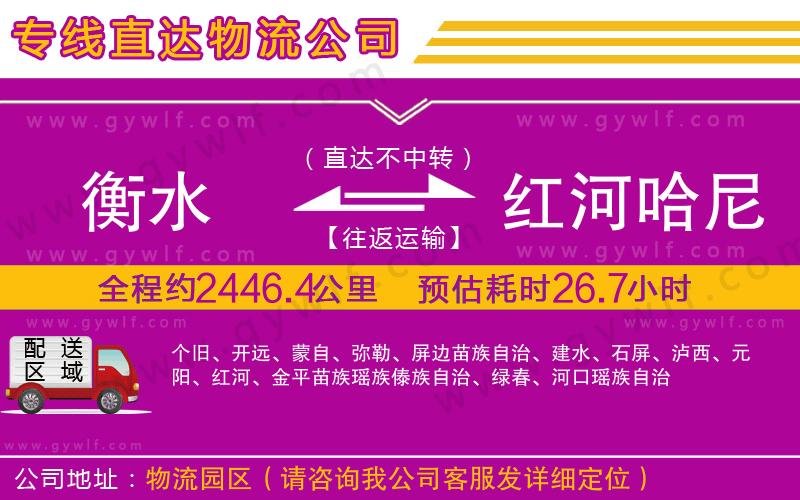 衡水到紅河哈尼族彝族自治州物流公司