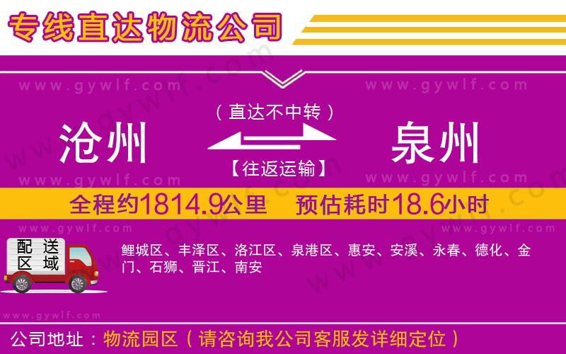 滄州到泉州物流公司