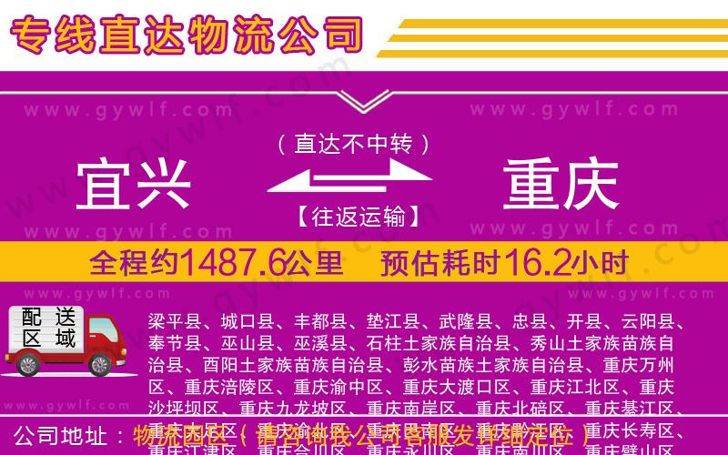 宜興到重慶物流公司