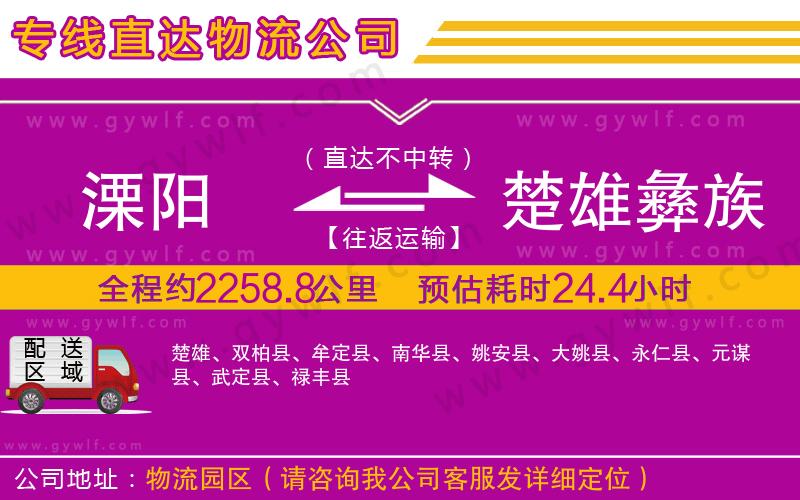 溧陽到楚雄彝族自治州物流公司