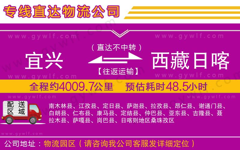 宜興到西藏日喀則地區(qū)物流公司