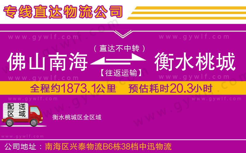 佛山南海到衡水桃城區(qū)物流公司