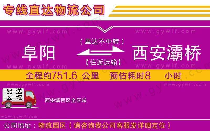 阜陽到西安灞橋區(qū)物流公司