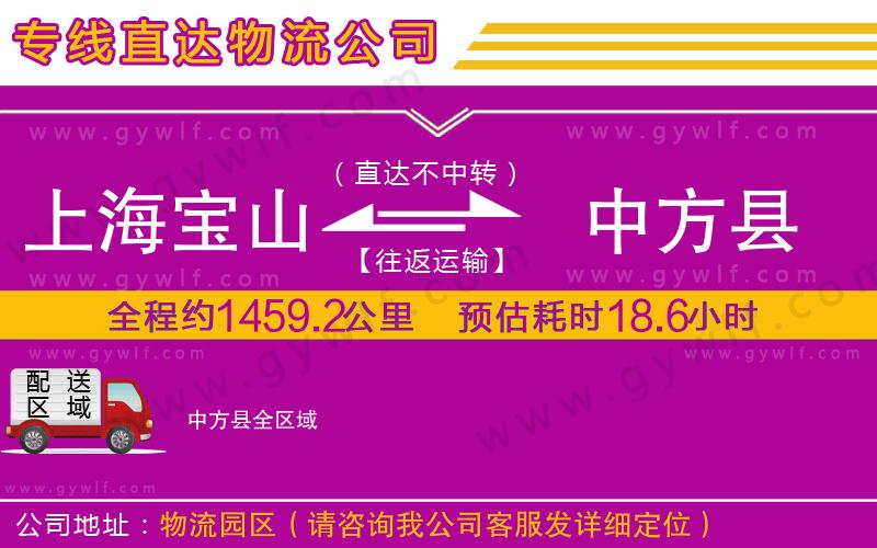 上海寶山區(qū)到中方縣物流公司