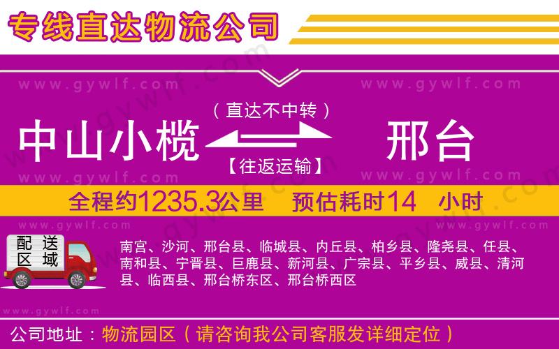 中山小欖到邢臺(tái)物流公司