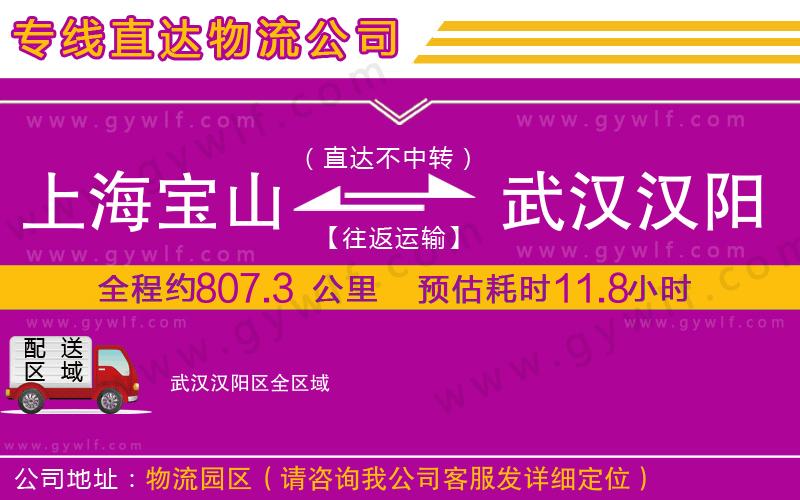 上海寶山區(qū)到武漢漢陽區(qū)物流公司