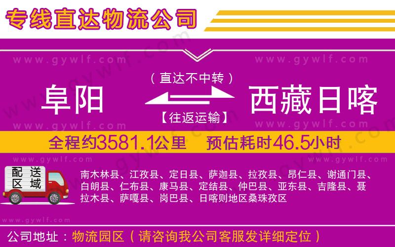 阜陽到西藏日喀則地區(qū)物流公司