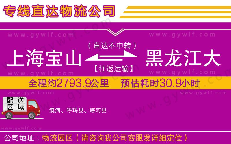 上海寶山區(qū)到黑龍江大興安嶺地區(qū)物流公司