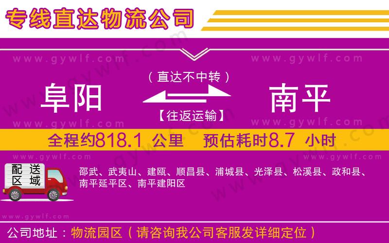 阜陽(yáng)到南平物流公司