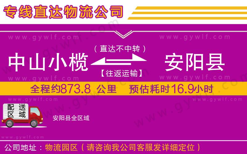 中山小欖到安陽(yáng)縣物流公司