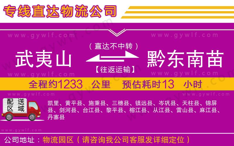 武夷山到黔東南苗族侗族自治州物流公司