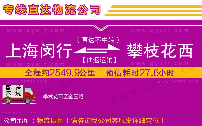 上海閔行區(qū)到攀枝花西區(qū)物流公司