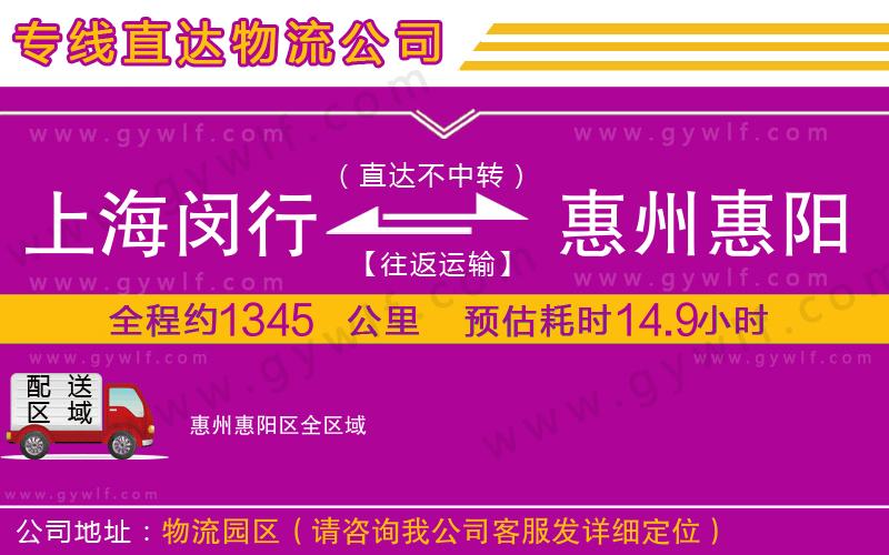 上海閔行區(qū)到惠州惠陽(yáng)區(qū)物流公司