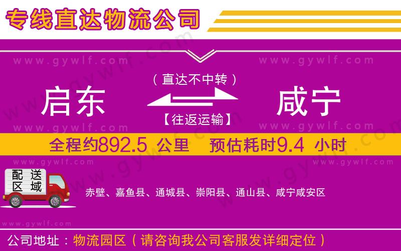 啟東到咸寧物流公司