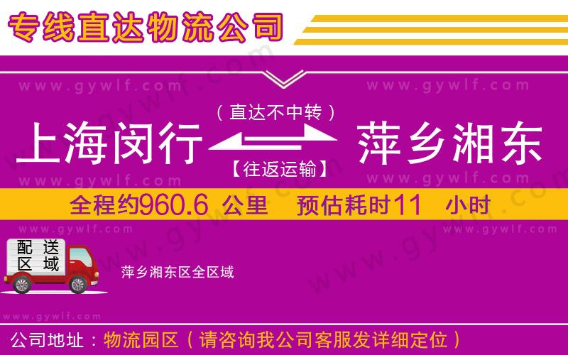 上海閔行區(qū)到萍鄉(xiāng)湘東區(qū)物流公司