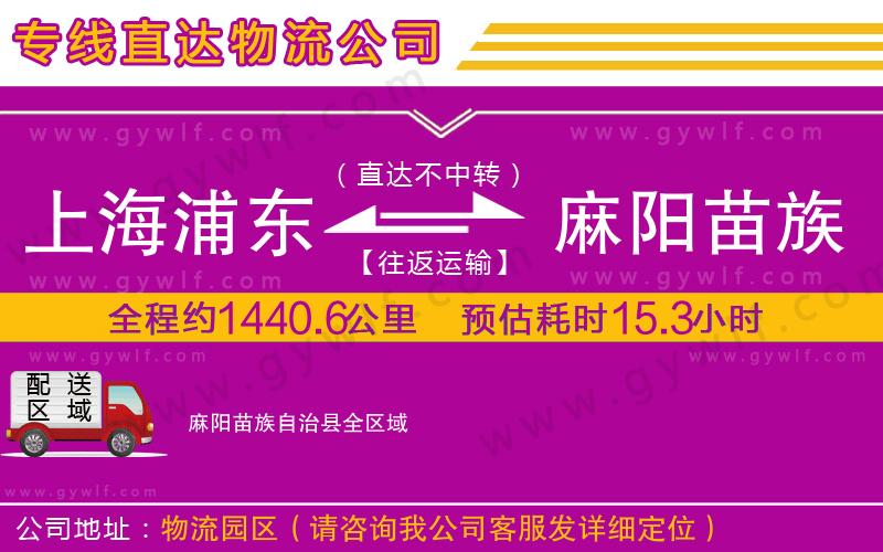 上海浦東區(qū)到麻陽苗族自治縣物流公司