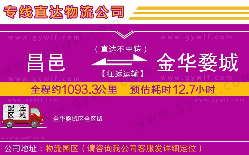 昌邑到金華婺城區(qū)物流公司