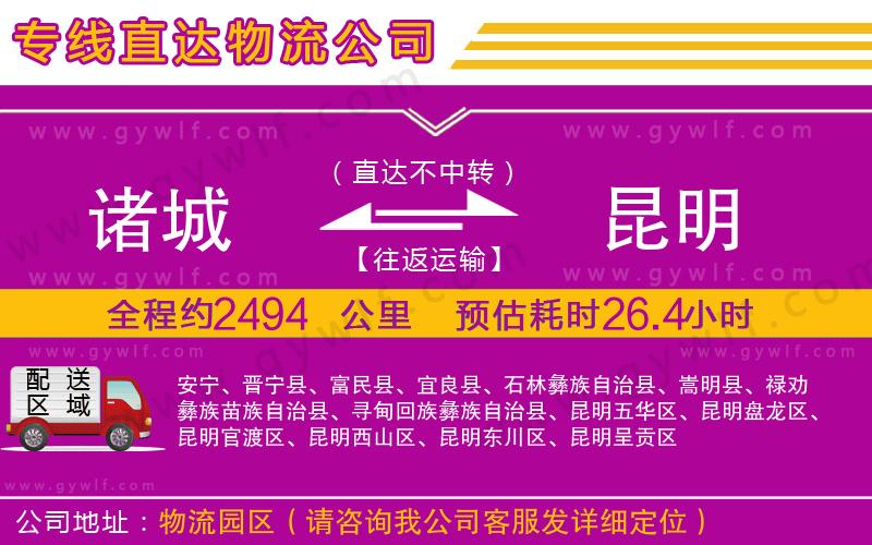 諸城到昆明物流公司