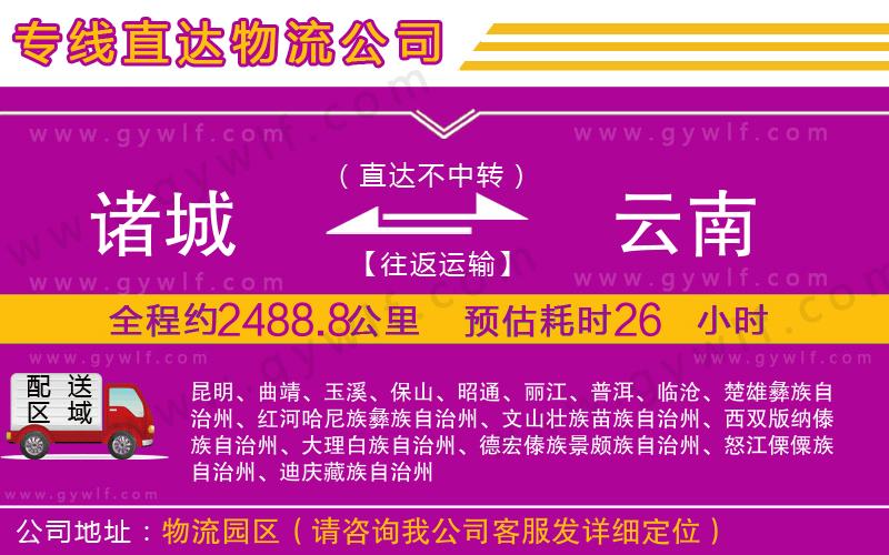 諸城到云南物流公司