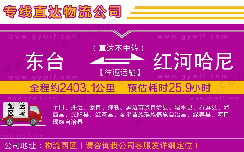 東臺到紅河哈尼族彝族自治州物流公司