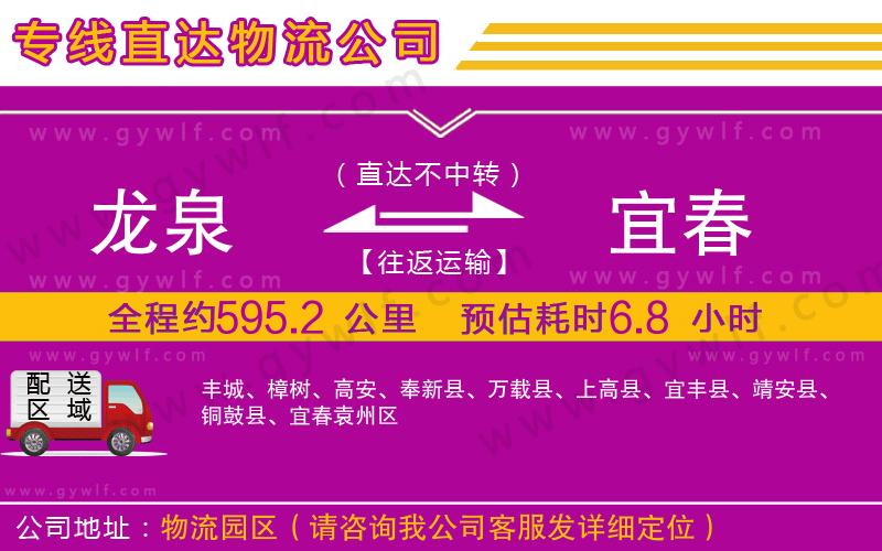 龍泉到宜春物流公司