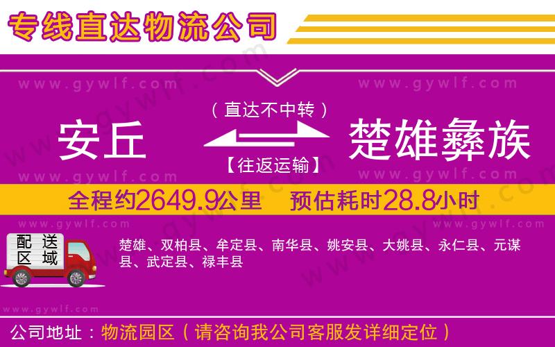 安丘到楚雄彝族自治州物流公司