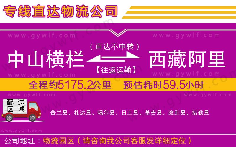 中山橫欄到西藏阿里地區(qū)物流公司