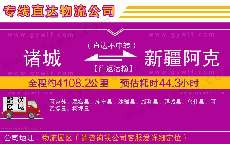 諸城到新疆阿克蘇地區(qū)物流公司