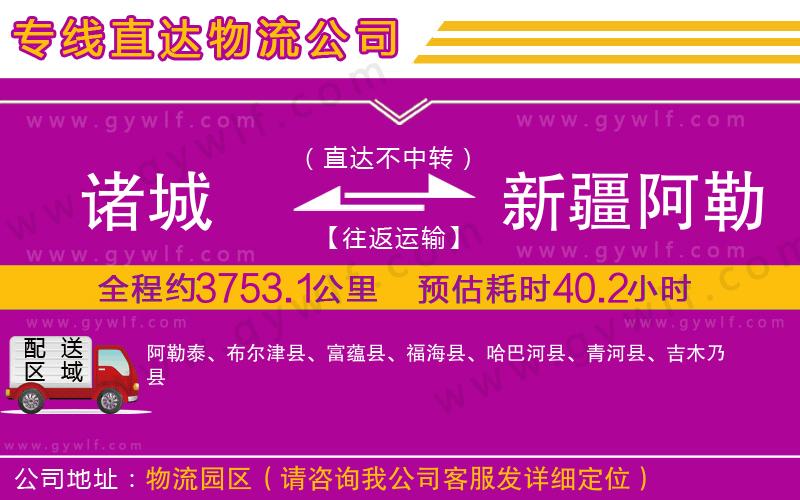 諸城到新疆阿勒泰地區(qū)物流公司