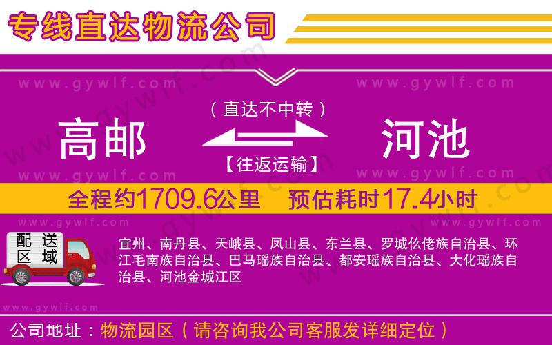 高郵到河池物流公司